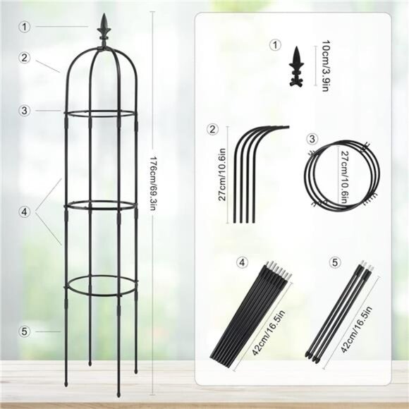 2 Pack Garden Trellis for Climbing Plants Outdoor, Rustproof Plastic Coated - Picture 2 of 7